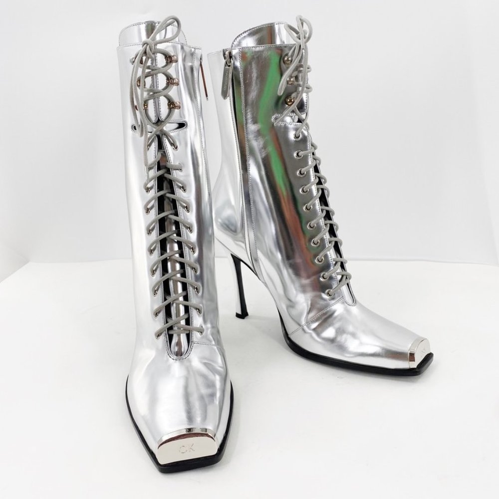 Calvin Klein 205W39NYC Windora Silver Heel boot size 11 New